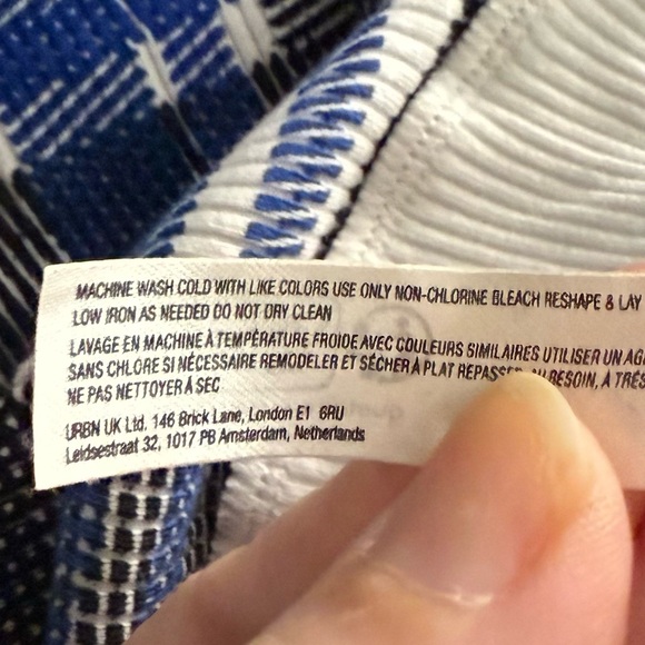 FP MOVEMENT Rally Ribbed Thermal Long Sleeve Top Plaid Ivory Blue Black - Picture 6 of 7